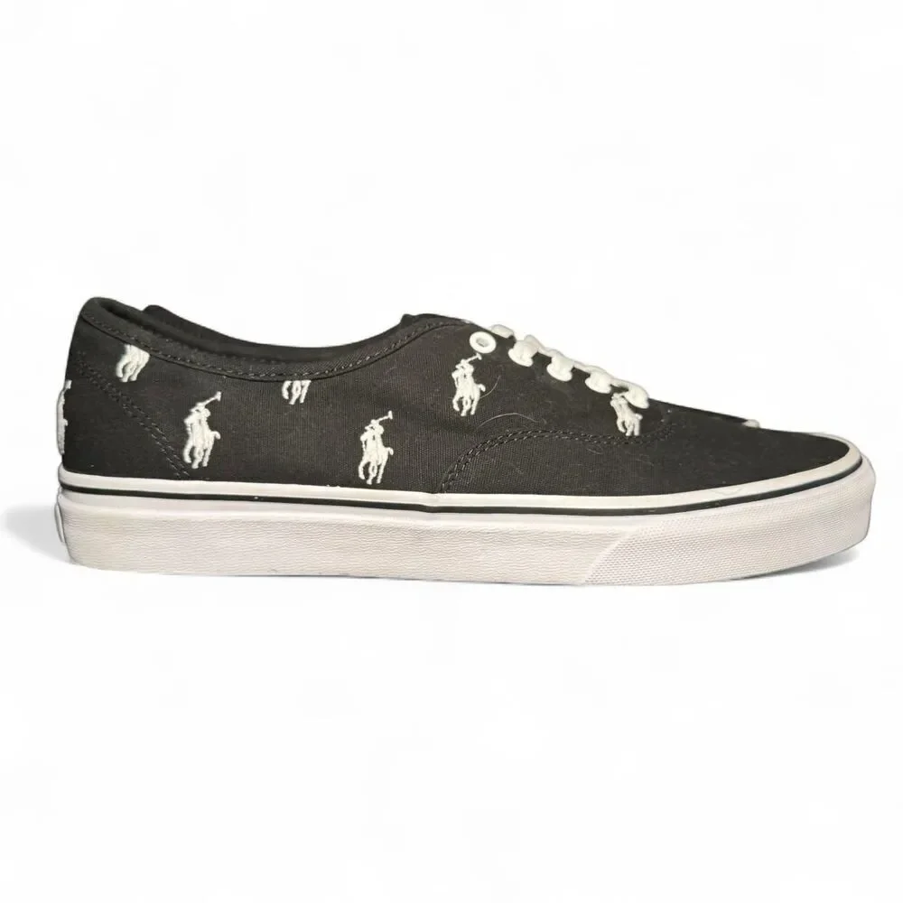 Polo Ralph Lauren Men’s Keaton Allover Pony black/white Canvas Sneakers Sz 11.5